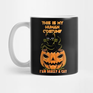 This Is My Human Costume I'm Really A Cat Pumkin Halloween Mug